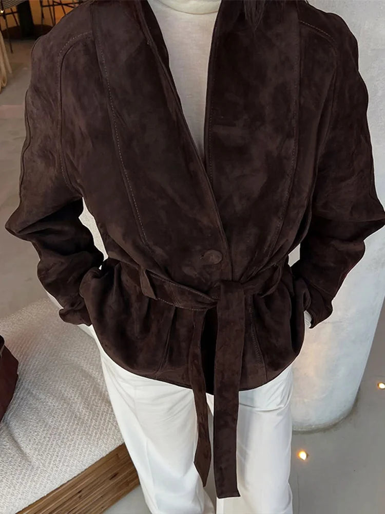 Suede Belted Coat