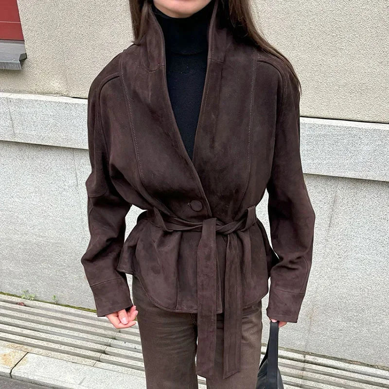 Suede Belted Coat
