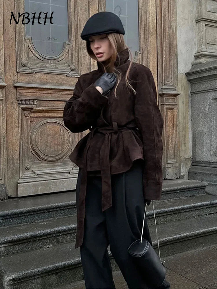 Suede Belted Coat