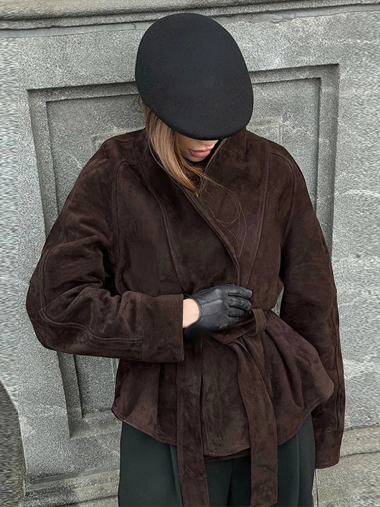 Suede Belted Coat