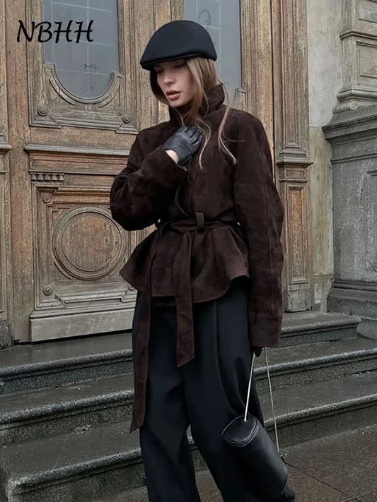 Suede Belted Coat